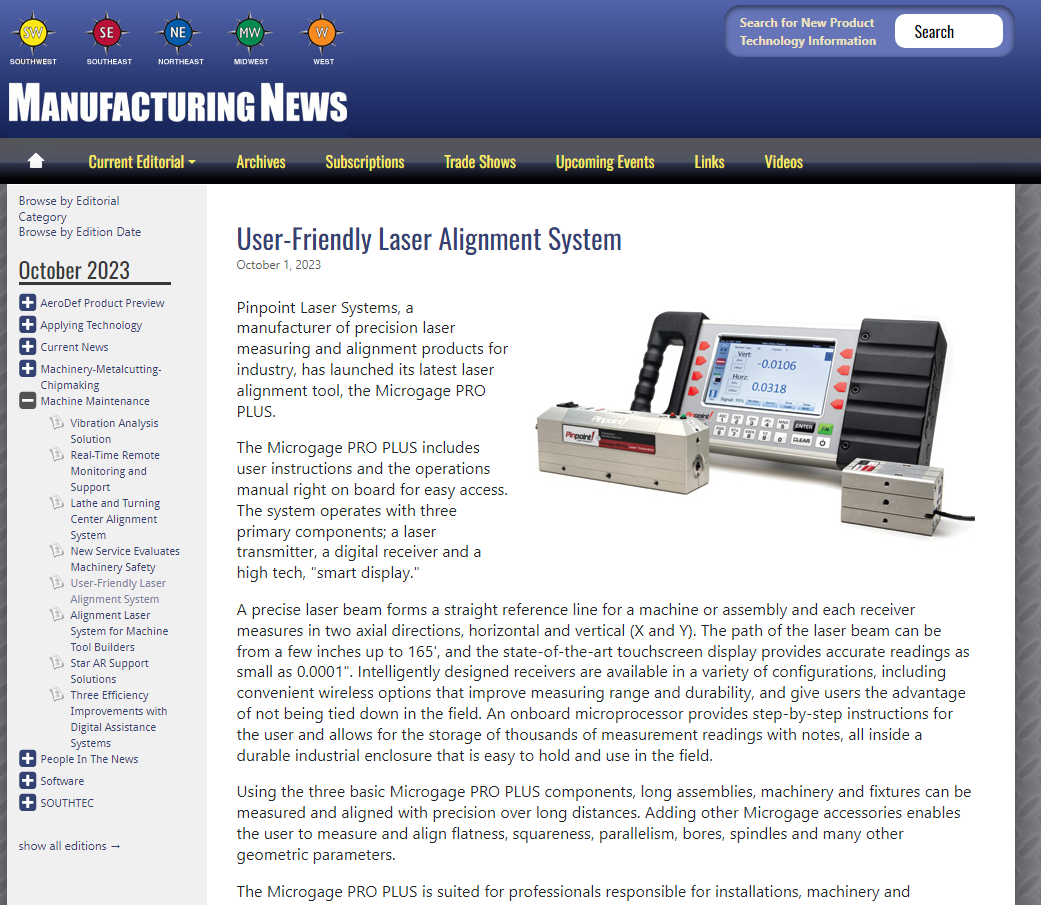 Manufacturing News – Microgage Pro Plus | Pinpoint Laser Systems